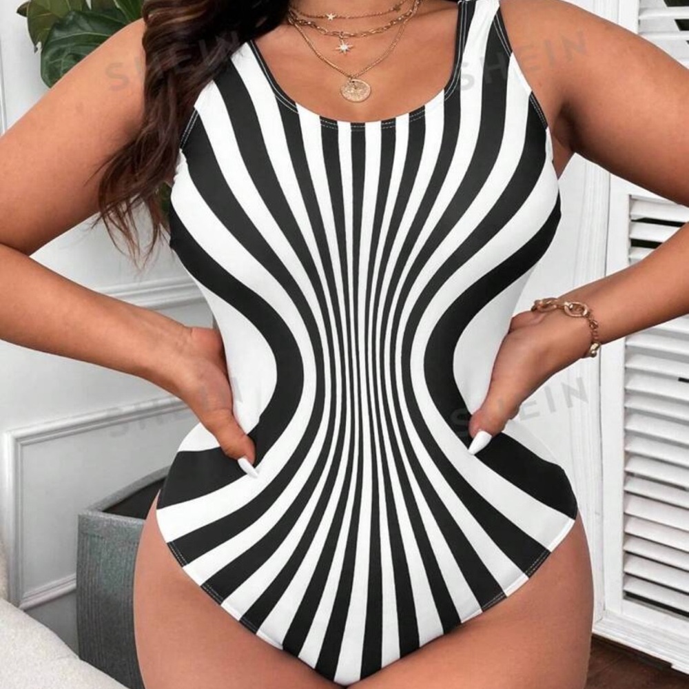 Color block one piece swimsuit
